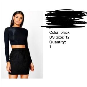 Black suede mini skirt